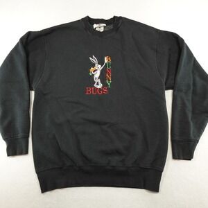 Vintage Mickey & Co Disney Bugs Bunny Black Sweatshirt Crewneck Adult Size L USA